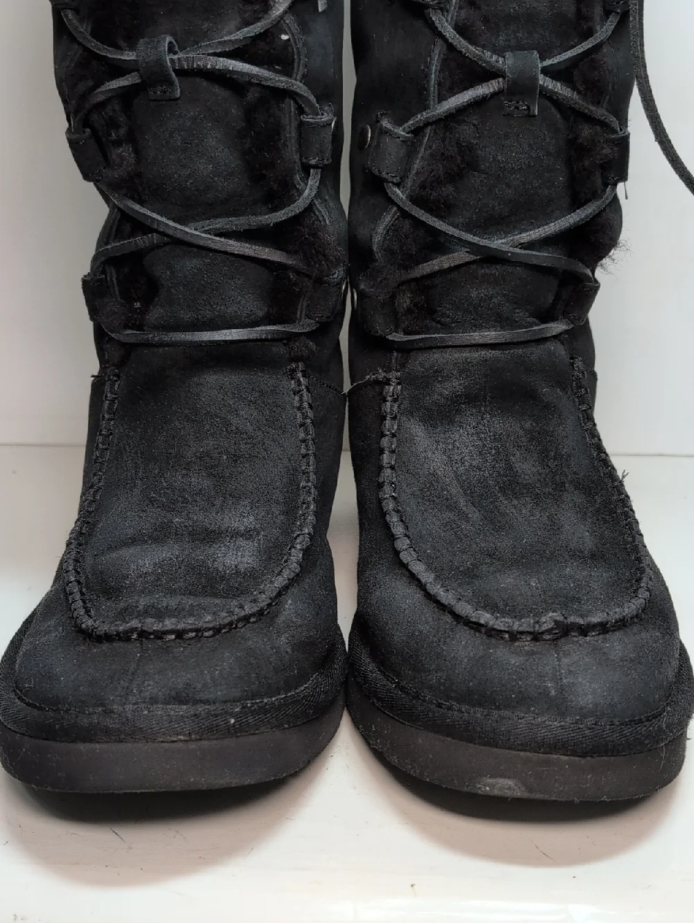 UGG Australian Appalachian lace up tall black suede boots womans size 9 EU 40